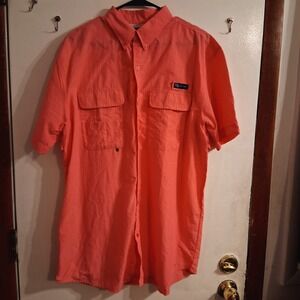 Spicy Tuna Mens Fishing Shirt XL Bright Pink‎ EUC